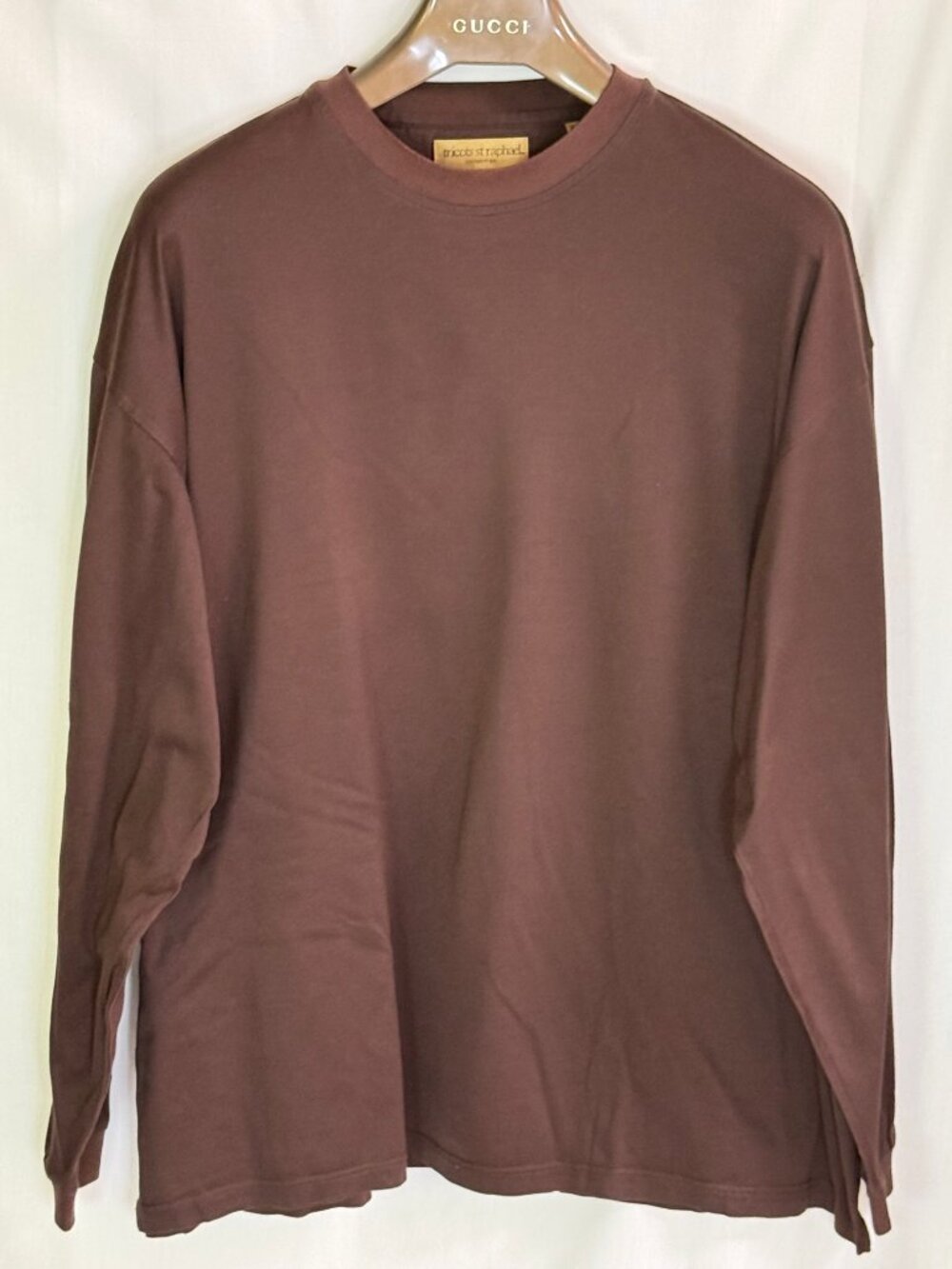 Tricots St Raphael Men's 100% Cotton Crew Neck Long Sleeve Shirt - Brown - XXL - Picture 2 of 5